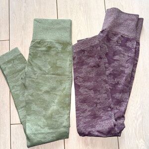 Two pairs of gymshark camo leggings size small